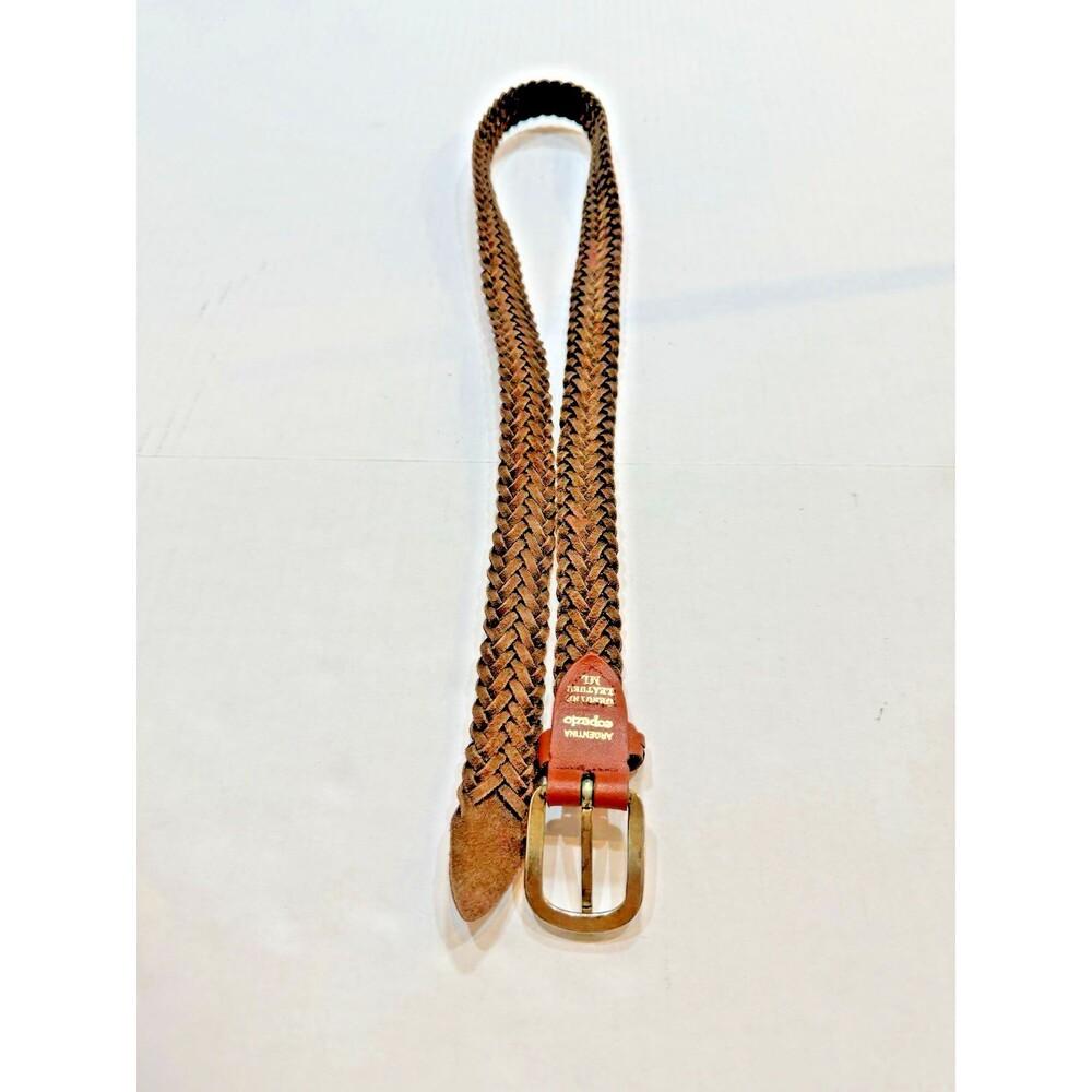 Capezio Women Brown Genuine Leather Braided Belt M/L Woven Fits 36 Waist - Picture 5 of 11